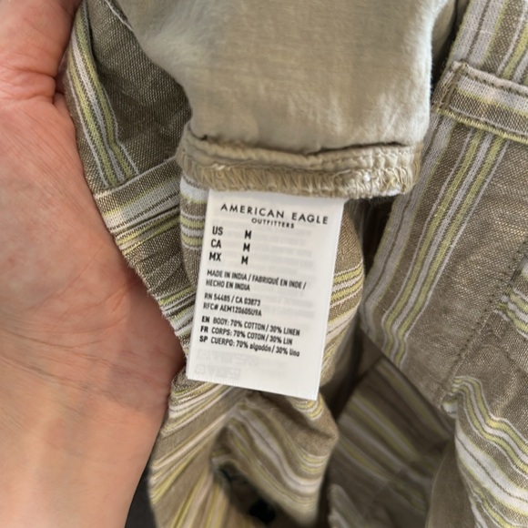 AMERICAN EAGLE | Linen Lightweight High-Waisted Wide Leg Trousers - Picture 13 of 15